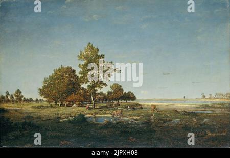 Théodore Rousseau - Landschaft mit einem Büschel von Bäumen Stockfoto