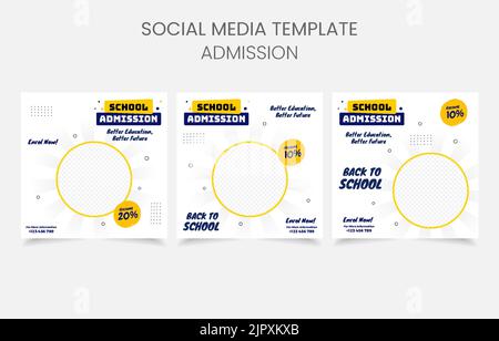 Schuleintritt setzt Social Media-Post Stock Vektor