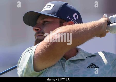 Wilmington, DE, USA. 20. August 2022. Golfer SHANE LOWRY in Aktion während der BMW Meisterschaft Samstag, 20. August 2022, im Wilmington Country Club in Wilmington, Delaware. (Bild: © Saquan Stimpson/ZUMA Press Wire) Stockfoto