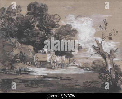 Thomas Gainsborough - Waldlandschaft mit Country Cart und Figuren Stockfoto