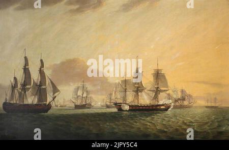 Thomas Luny (1759-1837) - Die Ost-Indiamanische 'General Goddard' Erobert Den Niederländischen Osten Indiamens, Juni 1795 Stockfoto