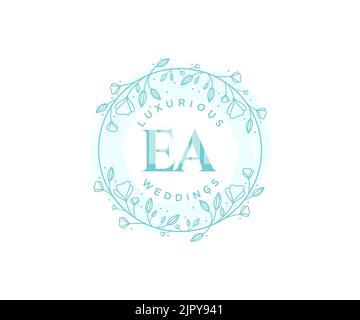 EA Initials Letter Hochzeitslogo-Vorlage, handgezeichnete moderne minimalistische und florale Vorlagen für Einladungskarten, Save the Date, elegant Stock Vektor