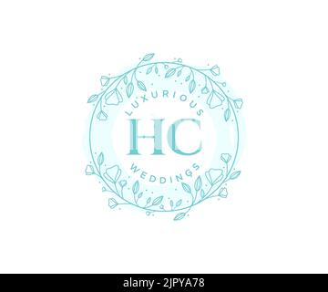 HC Initialen Brief Hochzeit Monogramm Logos Vorlage, handgezeichnete moderne minimalistische und florale Vorlagen für Einladungskarten, Save the Date, elegant Stock Vektor