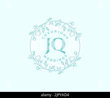 JQ Initialen Brief Hochzeit Monogramm Logos Vorlage, handgezeichnete moderne minimalistische und florale Vorlagen für Einladungskarten, Save the Date, elegant Stock Vektor