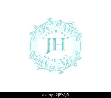 JH Initialen Brief Hochzeit Monogramm Logos Vorlage, handgezeichnete moderne minimalistische und florale Vorlagen für Einladungskarten, Save the Date, elegant Stock Vektor