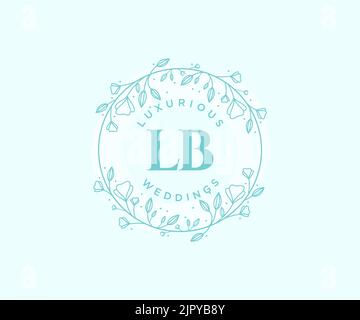 LB Initialen Brief Hochzeit Monogramm Logos Vorlage, handgezeichnete moderne minimalistische und florale Vorlagen für Einladungskarten, Save the Date, elegant Stock Vektor