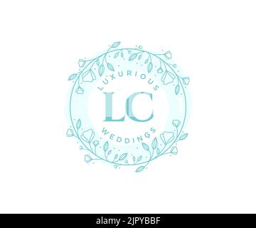 LC Initialen Brief Hochzeit Monogramm Logos Vorlage, handgezeichnete moderne minimalistische und florale Vorlagen für Einladungskarten, Save the Date, elegant Stock Vektor