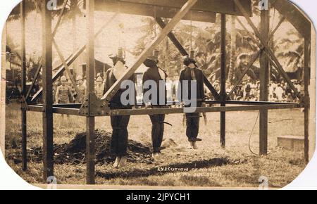 Drei Moros Rebellen hing in Jolo Stockfoto