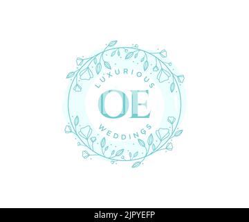 OE Initialen Brief Hochzeit Monogramm Logos Vorlage, handgezeichnete moderne minimalistische und florale Vorlagen für Einladungskarten, Save the Date, elegant Stock Vektor