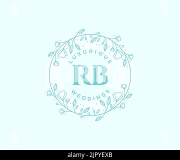 RB Initialen Brief Hochzeit Monogramm Logos Vorlage, handgezeichnete moderne minimalistische und florale Vorlagen für Einladungskarten, Save the Date, elegant Stock Vektor