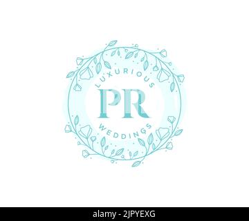 PR Initialen Brief Hochzeit Monogramm Logos Vorlage, handgezeichnete moderne minimalistische und florale Vorlagen für Einladungskarten, Save the Date, elegant Stock Vektor