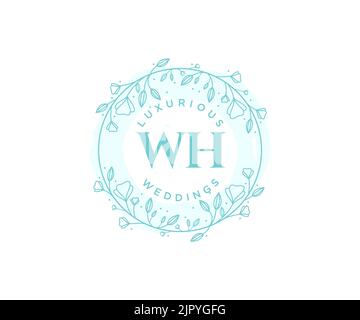 WH Initialen Brief Hochzeit Monogramm Logos Vorlage, handgezeichnete moderne minimalistische und florale Vorlagen für Einladungskarten, Save the Date, elegant Stock Vektor