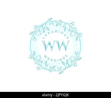 WW Initials Letter Hochzeit Monogramm Logos Vorlage, handgezeichnete moderne minimalistische und florale Vorlagen für Einladungskarten, Save the Date, elegant Stock Vektor