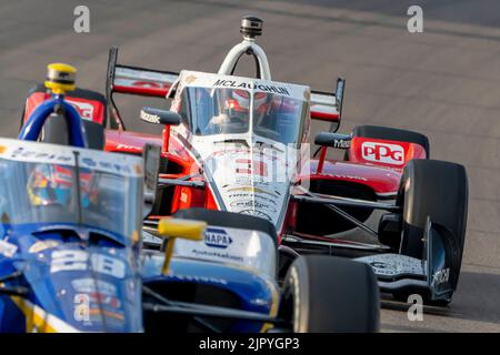 Madison, IL, USA. 20. August 2022. SCOTT MCLAUGHLIN (3) aus Christchurch, Neuseeland, fährt während der Bommito Automotive Group 500 auf dem World Wide Technology Raceway in Madison IL durch die Kurven. (Bild: © Walter G. Arce Sr./ZUMA Press Wire) Bild: ZUMA Press, Inc./Alamy Live News Stockfoto