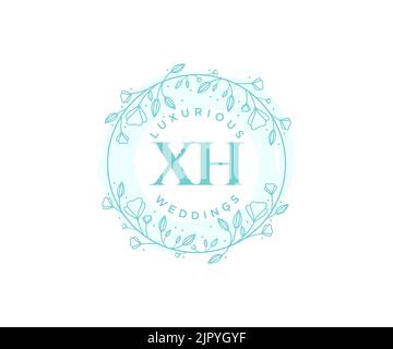 XH Initialen Brief Hochzeit Monogramm Logos Vorlage, handgezeichnete moderne minimalistische und florale Vorlagen für Einladungskarten, Save the Date, elegant Stock Vektor