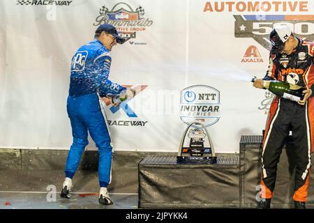 Madison, IL, USA. 20. August 2022. JOSEF NEWGARDEN (2) aus Nashville, Tennessee, gewinnt die Bommito Automotive Group 500 auf dem World Wide Technology Raceway in Madison, IL, USA. (Bild: © Walter G. Arce Sr./ZUMA Press Wire) Bild: ZUMA Press, Inc./Alamy Live News Stockfoto