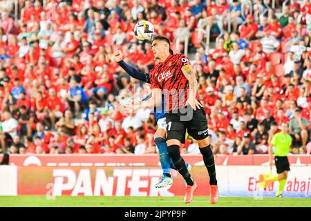 Mallorca, Mallorca, Spanien. 20. August 2022. MALLORCA, SPANIEN - 20. AUGUST: Antonio Raillo von RCD Mallorca und Juanmi von Real Betis im Spiel zwischen RCD Mallorca und Real Betis von La Liga Santander am 20. August 2022 im Visit Mallorca Stadium Son Moix in Mallorca, Spanien. (Bild: © Samuel CarreÃ±O/PX Imagens via ZUMA Press Wire) Stockfoto