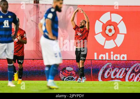 Mallorca, Mallorca, Spanien. 20. August 2022. MALLORCA, SPANIEN - 20. AUGUST: Vedat Muriqui von RCD Mallorca im Spiel zwischen RCD Mallorca und Real Betis von La Liga Santander am 20. August 2022 im Visit Mallorca Stadium Son Moix in Mallorca, Spanien. (Bild: © Samuel CarreÃ±O/PX Imagens via ZUMA Press Wire) Stockfoto