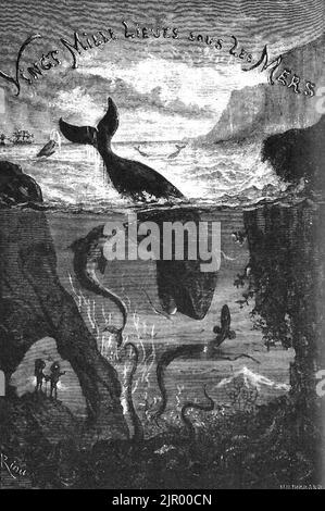 Deckblatt des Vingt Mille Lieues Sous Les mers Stockfoto