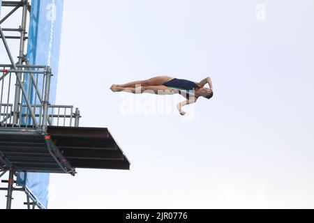 Rom, Latium, Italien. 19. August 2022. Am Foro Italico in Rom, Tag 9 der Aquatikeuropameisterschaft. In diesem Bild: High Diving Woman, Elisa Cosetti (Bild: © Paolo Pizzi/Pacific Press via ZUMA Press Wire) Stockfoto