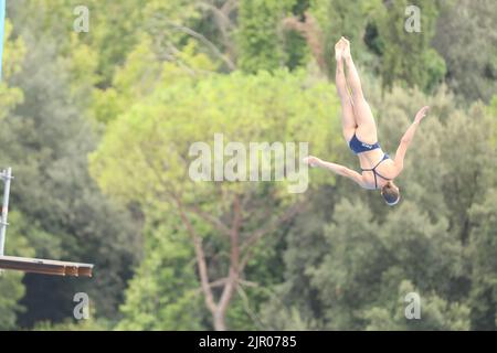 Rom, Latium, Italien. 19. August 2022. Am Foro Italico in Rom, Tag 9 der Aquatikeuropameisterschaft. In diesem Bild: High Diving Woman, Elisa Cosetti (Bild: © Paolo Pizzi/Pacific Press via ZUMA Press Wire) Stockfoto