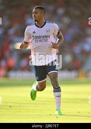 Bournemouth, Großbritannien. 20. August 2022. 20 Aug 2022 - AFC Bournemouth gegen Arsenal - Premier League - Vitality Stadium Gabriel Jesus von Arsenal während des Spiels in der Premier League gegen Bournemouth. Bildnachweis: Mark Pain/Alamy Live News Stockfoto