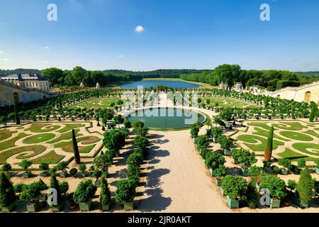 Das Schloss von Versailles. Paris Frankreich. Die Gärten. Orangerie Parterre Stockfoto