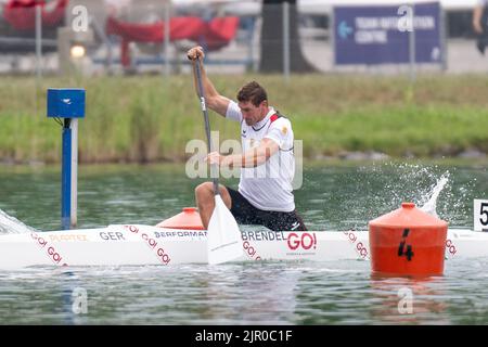 20. August 2022, Bayern, Oberschleißheim: Kanu: Europameisterschaft, Kanadier-einer, 5000m, Männer, Finale, Sebastiaan Brendel (GER). Foto: Ulrich Gamel/Kolbert-Press/dpa Stockfoto