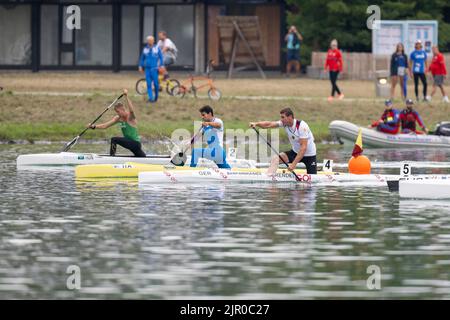 20. August 2022, Bayern, Oberschleißheim: Kanu: Europameisterschaft, Kanadier-einer, 5000m, Männer, Finale, Sebastiaan Brendel (GER). Foto: Ulrich Gamel/Kolbert-Press/dpa Stockfoto