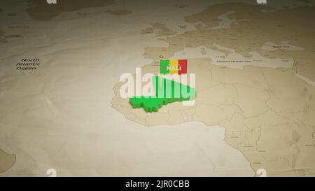 Bunte 3D Karte von Mali und Freiheit Tag Post Vorlage. Unabhängigkeitstag Angebot Promotion nach dem Design. Stockfoto