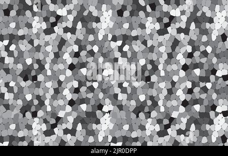 Schwarz-weiß abstrakt Mosaik Muster Hintergrund. Vektorhintergrund. Zum Entwerfen und Dekorieren des Hintergrunds. Endlose Textur. Fragmente von Keramikfliesen. Stock Vektor