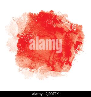 Rotes Aquarell auf weißem Hintergrund. Es ist eine von Hand gezeichnete. Die Farbe, die in das Papier spritzt. Stock Vektor