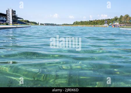 21. August 2022, Bayern, Oberschleißheim: Kanu: Europameisterschaft. Blick auf das Wasser. Foto: Ulrich Gamel/Kolbert-Press/dpa Stockfoto