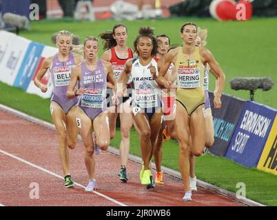 Alexandra Bell, Keely Hodgkinson aus Großbritannien, Renelle Lamote aus Frankreich, Christina Hering aus Deutschland während der Leichtathletik, Frauen 800m bei den Europameisterschaften München 2022 am 20. August 2022 in München, Deutschland - Foto Laurent Lairys / DPPI Stockfoto