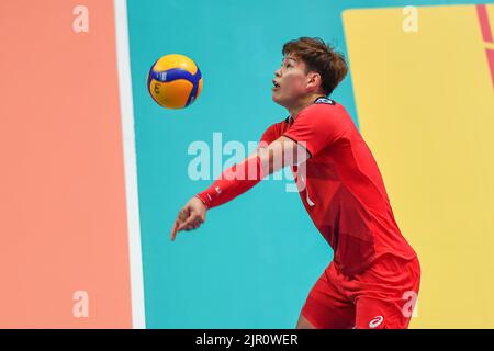 Nishida Yuji (Japan) während des DHL Test Match Tournaments - Italien gegen Japan, Volleyball-Veranstaltungen in Cuneo, Italien, August 20 2022 Stockfoto