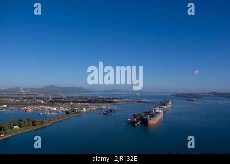 Luftaufnahme der RG Tanna Kohle Export Werften in Gladstone Queensland Australien Stockfoto