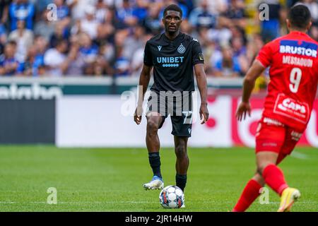 BRUGGES, BELGIEN - 21. AUGUST: Clinton Mata vom Club Brugge KV während des Jupiler Pro League-Spiels zwischen Club Brugge KV und KV Kortrijk am 21. August 2022 im Jan Breydelstadion in Brugges, Belgien (Foto: Joris Verwijst/Orange Picles) Stockfoto
