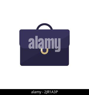 Das Aktenkoffer-Symbol ist auf einem weißen Hintergrund isoliert. Flaches, violettes Aktenkoffer-Symbol mit goldenem Element. Business und Finanzen Stock Vektor