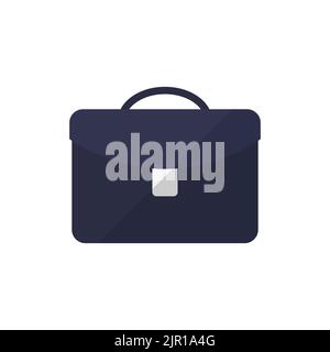 Das Aktenkoffer-Symbol ist auf einem weißen Hintergrund isoliert. Dunkelblaue Aktentasche mit Metallelement. Business und Finanzen Stock Vektor