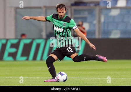 Foto Michele Nucci/LaPresse 20 Agosto 2022 - Reggio Emilia, Italia Sport calcio Sassuolo Calcio u.s. vs. Lecce u.s. - Campionato di calcio Serie A Tim 2022/2023 - stadio &#x201C;Mapei&#x201D; Nella foto: Gianmarco Ferrari (Sassuolo C. uu.s.) Foto Michele Nucci/LaPresse 20. August 2022 - Reggio Emilia, Italien Sportfußball Sassuolo calcio u.s. vs. Lecce u.s. - Ital Football Championship League A Tim 2022/2023 - &#x201C;Mapei&#x201D; Stadion im Bild: Gianmarco Ferrari (Sassuolo C.s.) Stockfoto