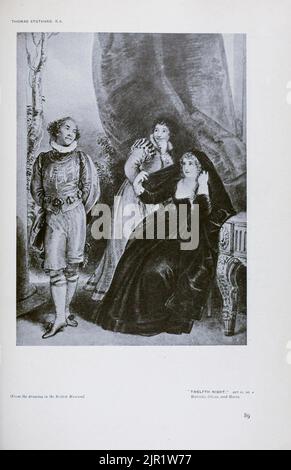 ZWÖLFTE NACHT Akt iii, sc. 4 Malvolio, Olivia und Maria von THOMAS STOTHARD. R.A. aus dem Buch „Shakespeare in pictorial Art“ von Salaman, Malcolm Charles, 1855-1940; Holme, Charles, 1848-1923 Erscheinungsdatum 1916 Verlag London, New York [etc.] : 'The Studio' ltd. Stockfoto