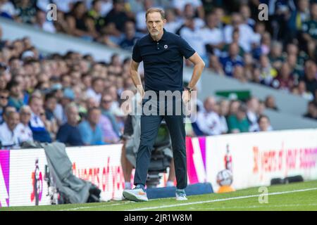 Leeds, Großbritannien. 21. August 2022. Thomas Tuchel Manager von Chelsea während der ersten Halbzeit in Leeds, Großbritannien am 8/21/2022. (Foto von James Heaton/News Images/Sipa USA) Quelle: SIPA USA/Alamy Live News Stockfoto