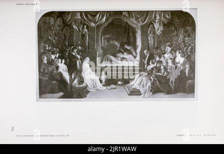 Hamlet Act iii sc 2 die Theaterszene von Daniel Maclise aus dem Buch „Shakespeare in pictorial Art“ von Salaman, Malcolm Charles, 1855-1940; Holme, Charles, 1848-1923 Erscheinungsdatum 1916 Verlag London, New York [etc.] : 'The Studio' ltd. Stockfoto