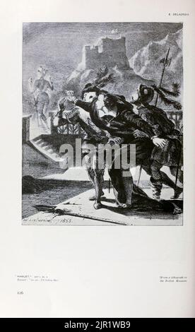 Hamlet Act I sc 4 Hamlet : Go On I'll Follow Thee von E. Delacroix aus dem Buch "Shakespeare in pictorial Art" von Salaman, Malcolm Charles, 1855-1940; Holme, Charles, 1848-1923 Erscheinungsdatum 1916 Verlag London, New York [etc.] : 'The Studio' ltd. Stockfoto