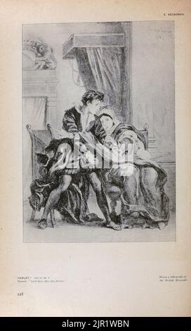 Hamlet Act III sc Hamlet : Sehen Sie hier auf dieses Bild von E. Delacroix aus dem Buch "Shakespeare in pictorial Art" von Salaman, Malcolm Charles, 1855-1940; Holme, Charles, 1848-1923 Erscheinungsdatum 1916 Verlag London, New York [etc.] : 'The Studio' ltd. Stockfoto