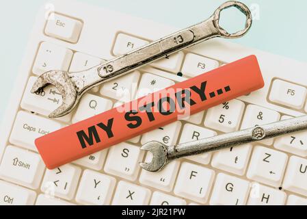 Textschild mit My Story Überblick über das Unternehmen jemandem oder Lesern erzählen, wie Sie Ihr Leben gelebt haben -49039 Stockfoto