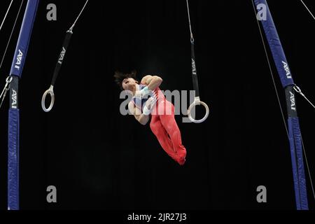 20. August 2022: Asher Hong (Cypress Academy) tritt im Senior Men's Finale bei der U.S. Gymnastics Championship 2022 an. Die Veranstaltung findet in der Amalie Arena in Tampa, FL, statt. Melissa J. Perenson/CSM Stockfoto