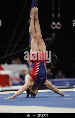 20. August 2022: Asher Hong (Cypress Academy) tritt im Senior Men's Finale bei der U.S. Gymnastics Championship 2022 an. Die Veranstaltung findet in der Amalie Arena in Tampa, FL, statt. Melissa J. Perenson/CSM Stockfoto