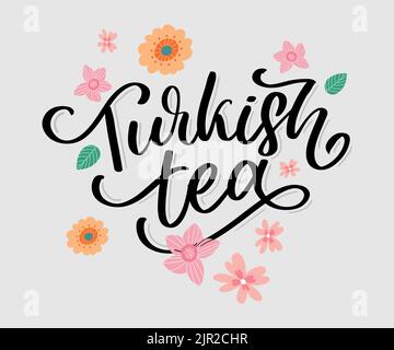 Türkische Traditionen der Teezeremonie. Teezeit. Dekorative Elemente für Ihr Design. Vektor-Illustration mit orientalischen Tasse Stock Vektor