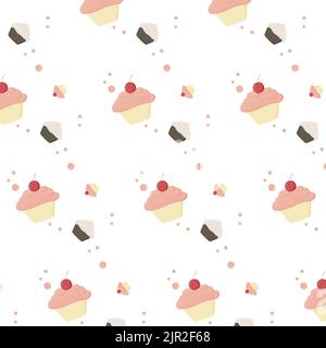 Köstliches Cupcake-Muster. Dessert Vektor Illustration Design Stockfoto